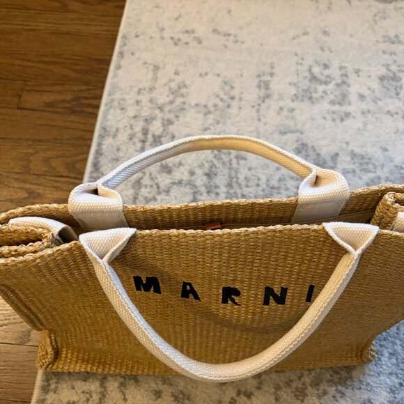 Marni Natural Color Raffia Effect Small Tote Bag - Picture 4 of 12
